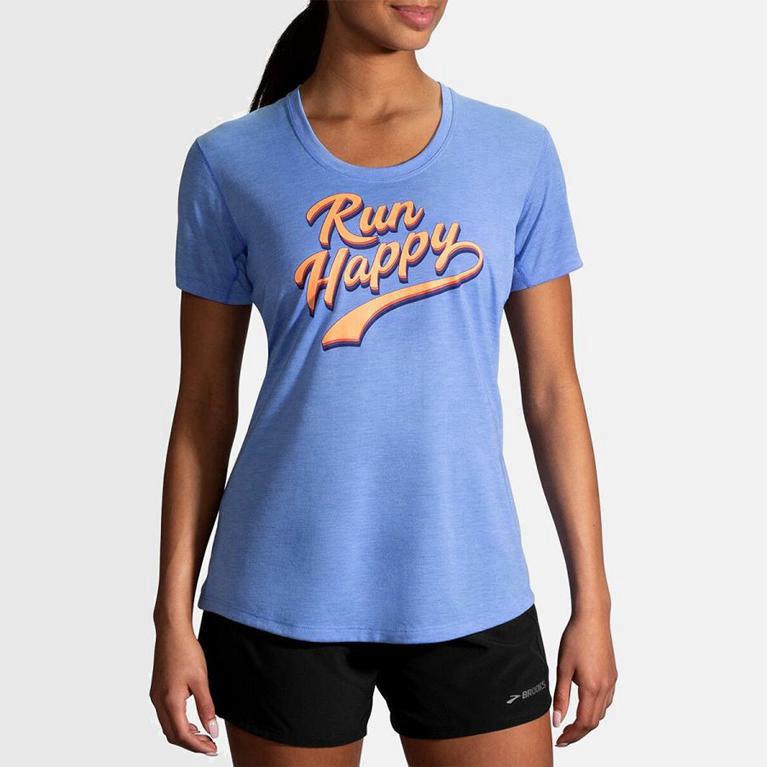 Brooks Distance Graphic Mujer Camiseta Sin Mangas - Azules (0847WMNIS)